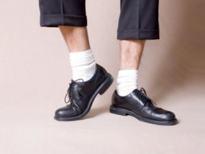 White socks with guys's dress footwear